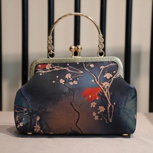 New Flower Print  Kiss Lock Bag  Elegant Chinese Style Classic Republic of China Style Hand Bag  Bag Versatile Evening Bag